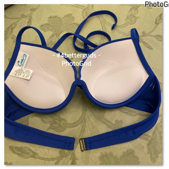 New California Waves Push Up Bikini Swim Top Navy Blue Size XL XG - Picture 4 of 13